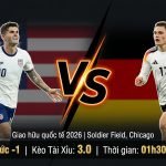 Nhận định soi kèo Mỹ vs Đức 01h30 ngày 07/06/2026 - Cuộc đối đầu giữa Pulisic và Wirtz tại giao hữu quốc tế trên Xoilac TV.